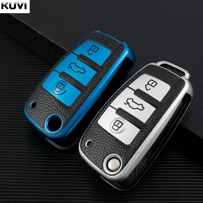 Koža Kľúč na kľúče z kože TPU pre Audi A3 8L 8p A4 B6 B7 B8 A6 C5 C6 4F RS3 Q3 Q7 TT 8L 8V S3 Automatické príslušenstvo FOB FOB