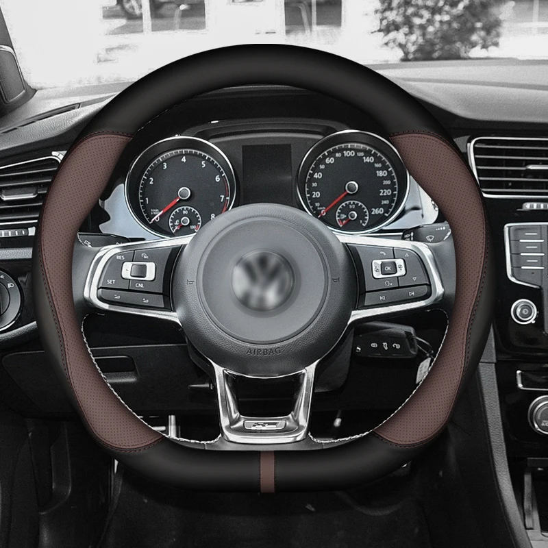 Koža z uhlíkových vlákien, kryt volantu na volante, pre VW Golf 7 Polo 5 Teramont Atlas T-ROC T-Cross 2017 až 2021 2022 2023 2024