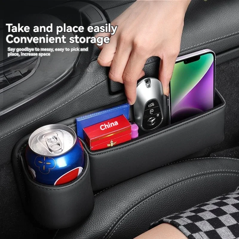 Kožená autosedačka organizátor organizátora Crevice Side Storage Box Fller Storage Storage s držiakom pohárov pre príslušenstvo pre autá Maserati