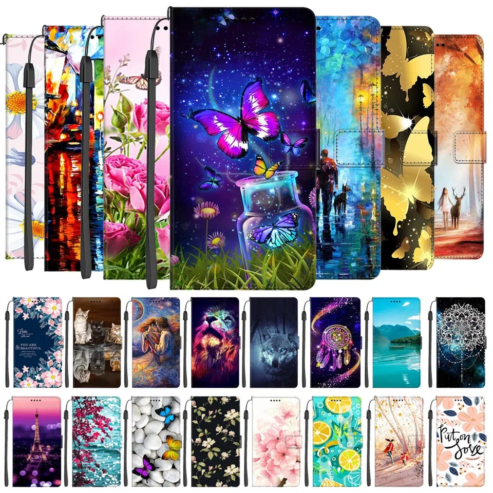 Kožená kniha obálka pre asus zenfone 8 módne telefónne kvety vrecká pre asus zenfone 8z flip roztomilé prípady zenfone8 zs590ks fonda mačka