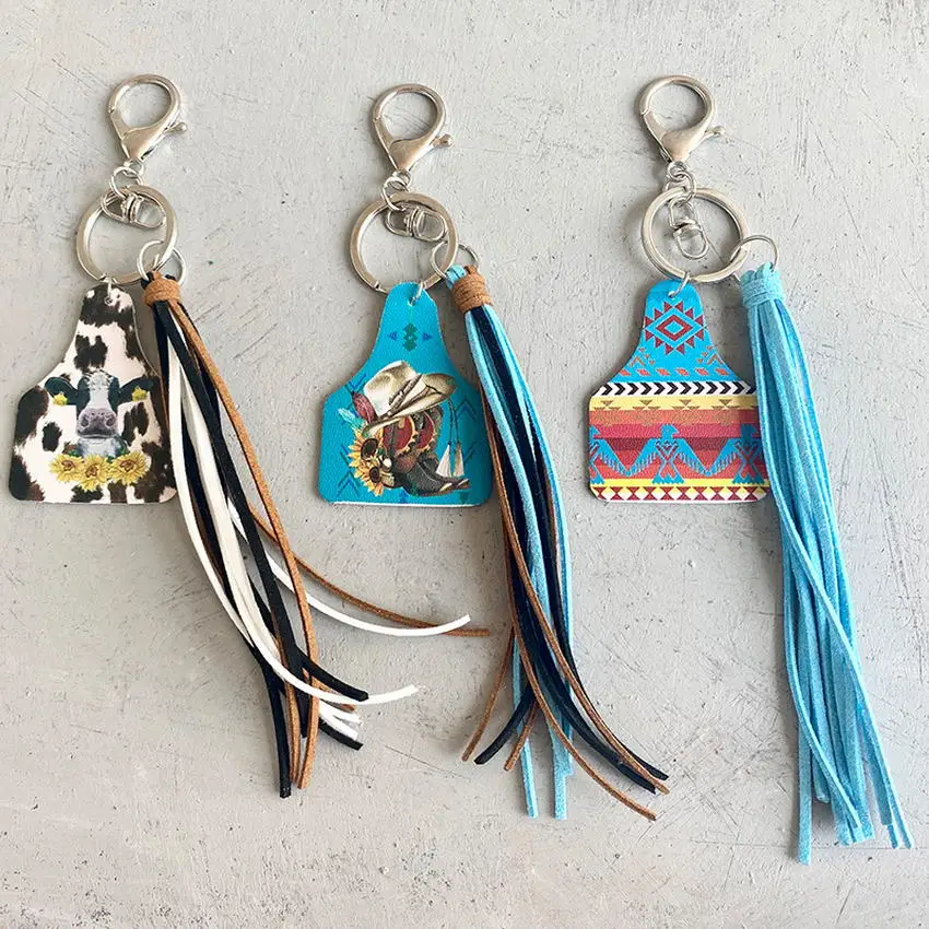 Kožená kravská značka Long Tassel Western Cowgirl Cowboy Keychain 2024