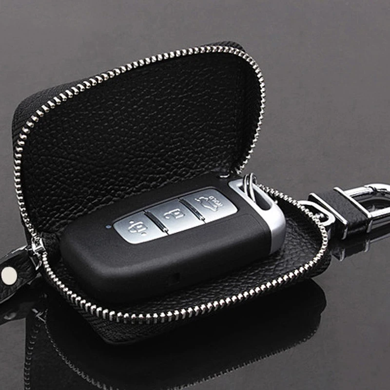 Kožená peňaženka Kľúčové puzdro na zips zips znak odznak Keychain Bag pre Hyundai Solaris i30 Elantra tucson i10 i35 ix20 ix25 ix