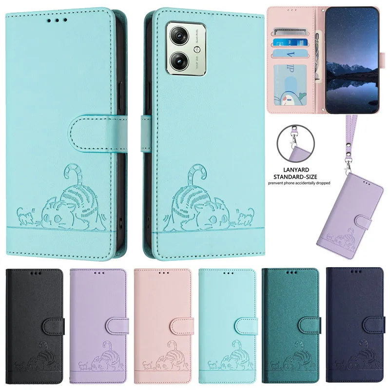Kožená peňaženka proti krádeži, ktorá je zapnutá pre Motorola Moto G04 G54 Power G84 G24 G34 G73 G13 G23 G53 Soft Card Slot Phone Chráni kryt