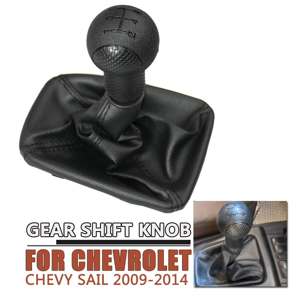Kožené auto 5 rýchlostných prevodoviek Shifter Shifter Gomb Lever Gaiter Boot Cover pre Chevrolet Chevy Sail 2009 2010 2012 2012 2013 2014