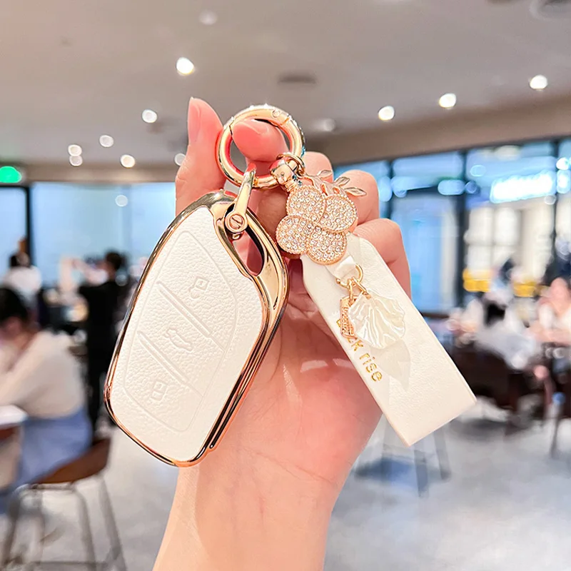 Kožené auto diaľkové kryt krytu kľúča chráni tašku s plášťom pre mg3 mg4 mg5 mg6 mg7 ev mg hs gt zs ev zx ezs keychain fOB Accessares