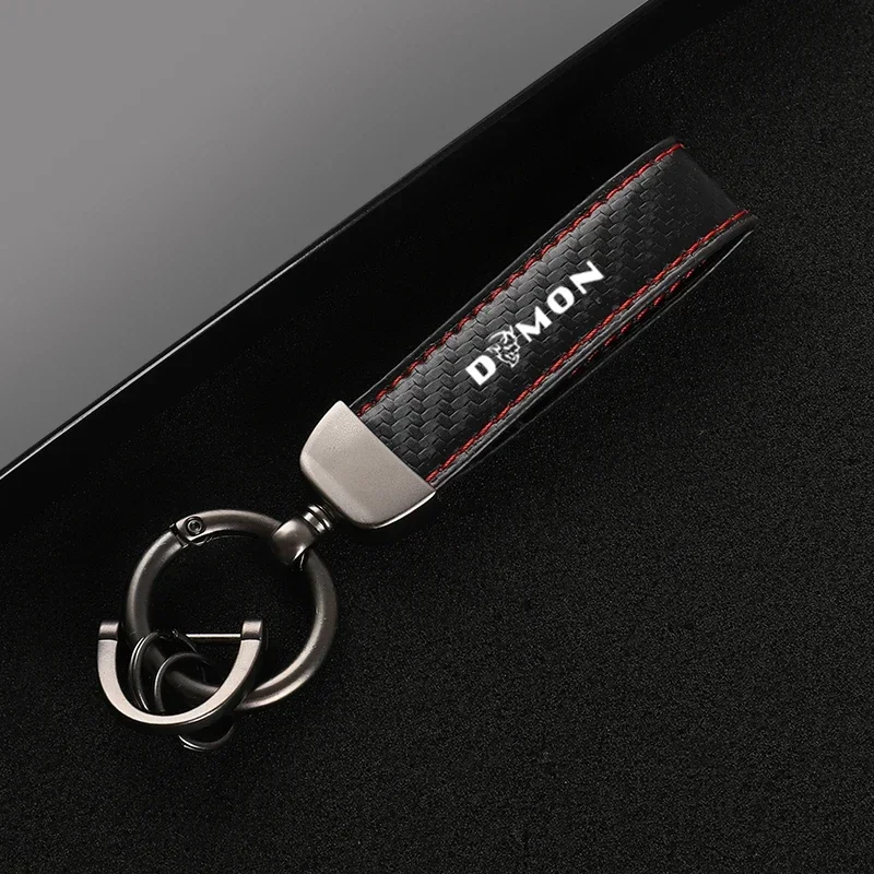Kožené auto Keychain Horseshoe Buckle šperky kľúče pre Dodge Challenger SRT Demon Scat Pack nabíjačku EMBLEM PRÍSLUŠENSTVO