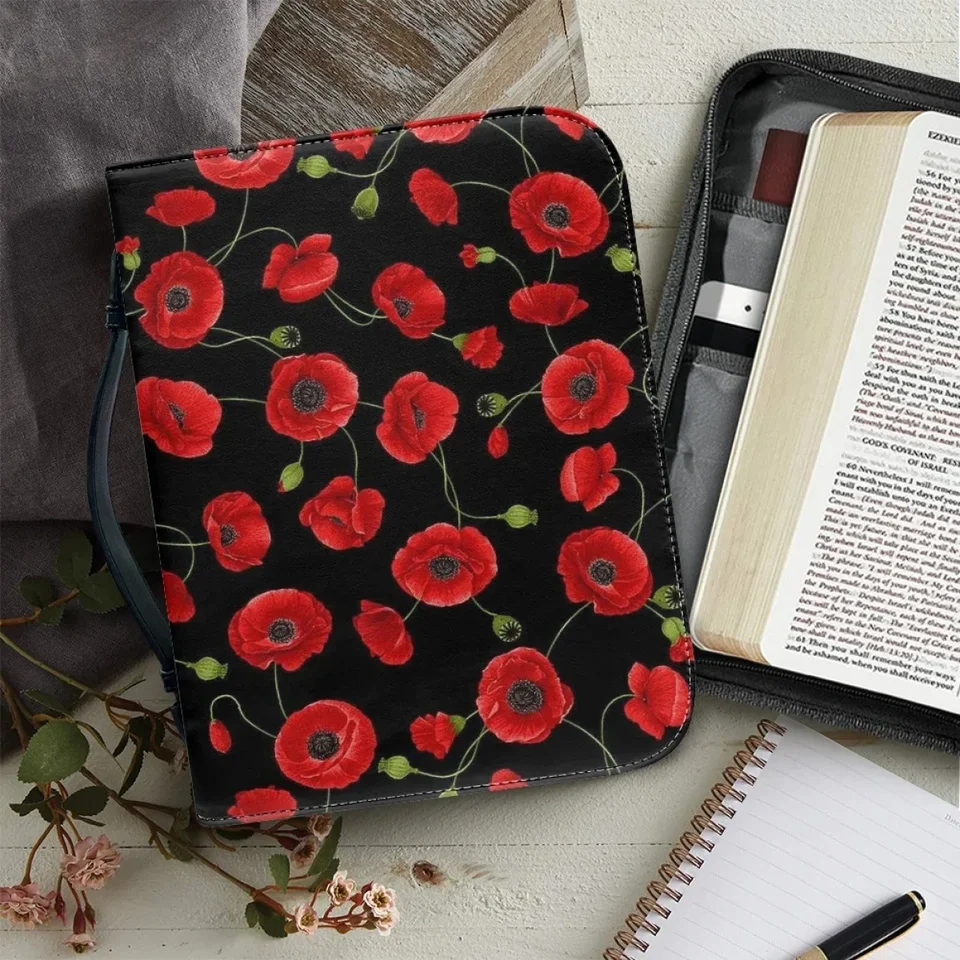 Kožené biblické krytie pre ženy pre ženy Art Flower Tlač kresťanstva Kostol biblická taška Praktická biblická študijná kniha Sväté úložné skrinky