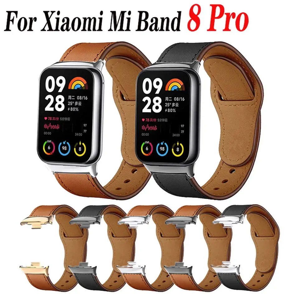Kožené hodinky pre remienok pre Mi Band 8 Pro Bracelet WatchBand pre Xiaomi Band 8 Pro Splatve náramok príslušenstva Men ženy Chic Chic