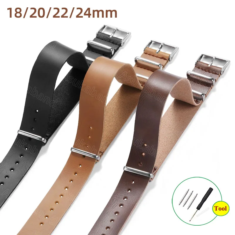 Kožené hodinky pásová páska 18 mm 20 mm 22 mm 24 mm s jednou kusovou slučkou pre DW pre Samsung pre AmazFit WristBelt Men Women Classic