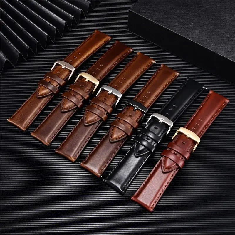 Kožené hodinky s rýchlym uvoľňovaním 18 mm 20 mm 22 mm hodinky Business Rast Rase Black Brown Bracelet Soft Watch