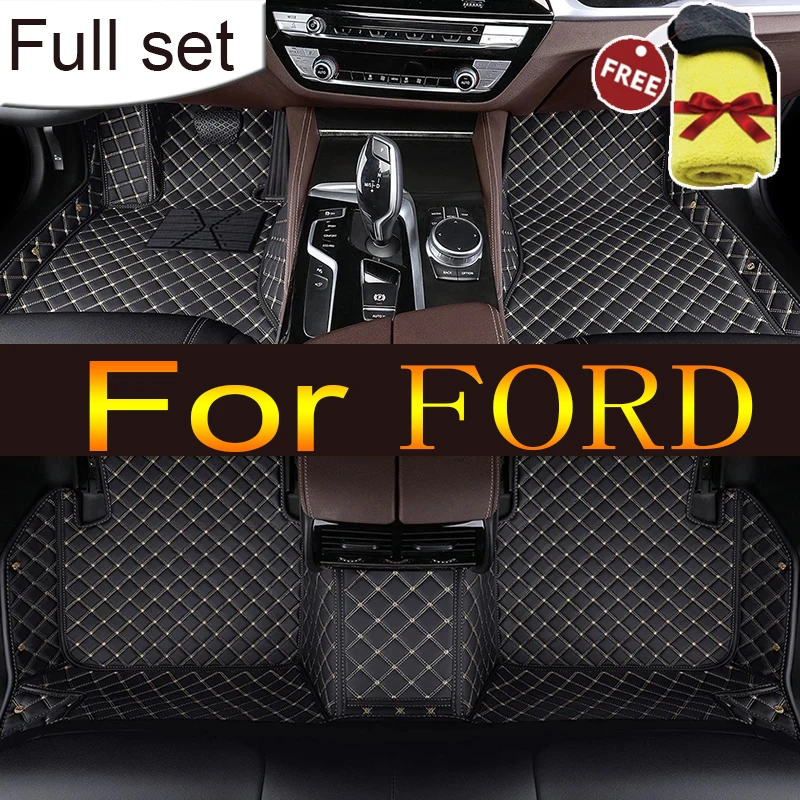 Kožené podlahové rohože pre Ford Fiesta Focus C-Max Fusion Mondeo ⅲ Mondeo ⅴ Taurus Mustang GT500 Shelby Auto príslušenstvo