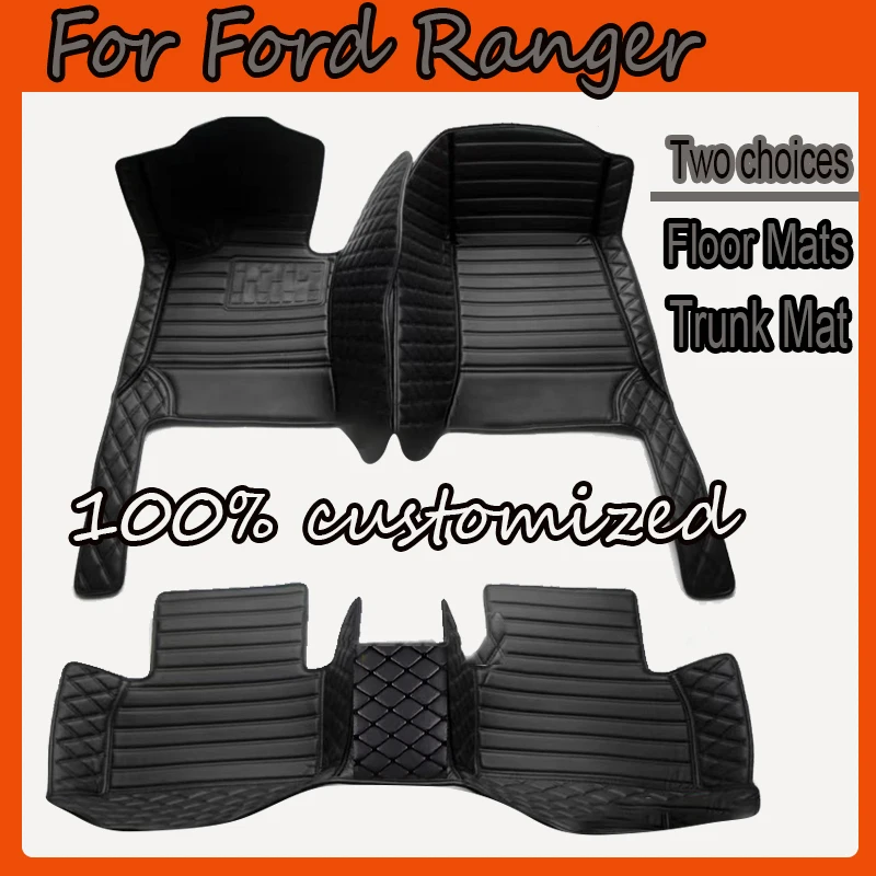 Kožené podlahové rohože pre Ford Ranger 2020 2019 2018 2017 2016 2015 2014 2013 2012 2012 koberce Koberce Koberce Interiérové ​​diely doplnky