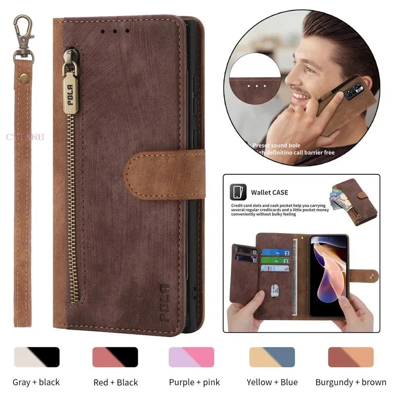 Kožené puzdro na kefu proti krádeži pre Xiaomi mi POCO X6 M6 X5 F5 X4 M4 PRO M3 X3 NFC F4 F3 GT F2 M5S Pro Business Flip Wallet Coque Coque