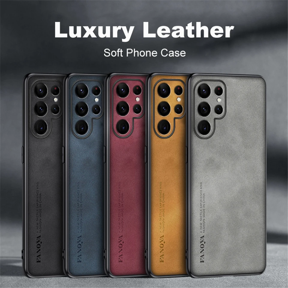 Kožené puzdro na mäkký telefón pre Samsung S24 S23 S22 Ultra S21 Plus S20 Fe A54 A14 A73 A53 A13 A72 Poznámka 20 Ovávací textúrny kryt textúry