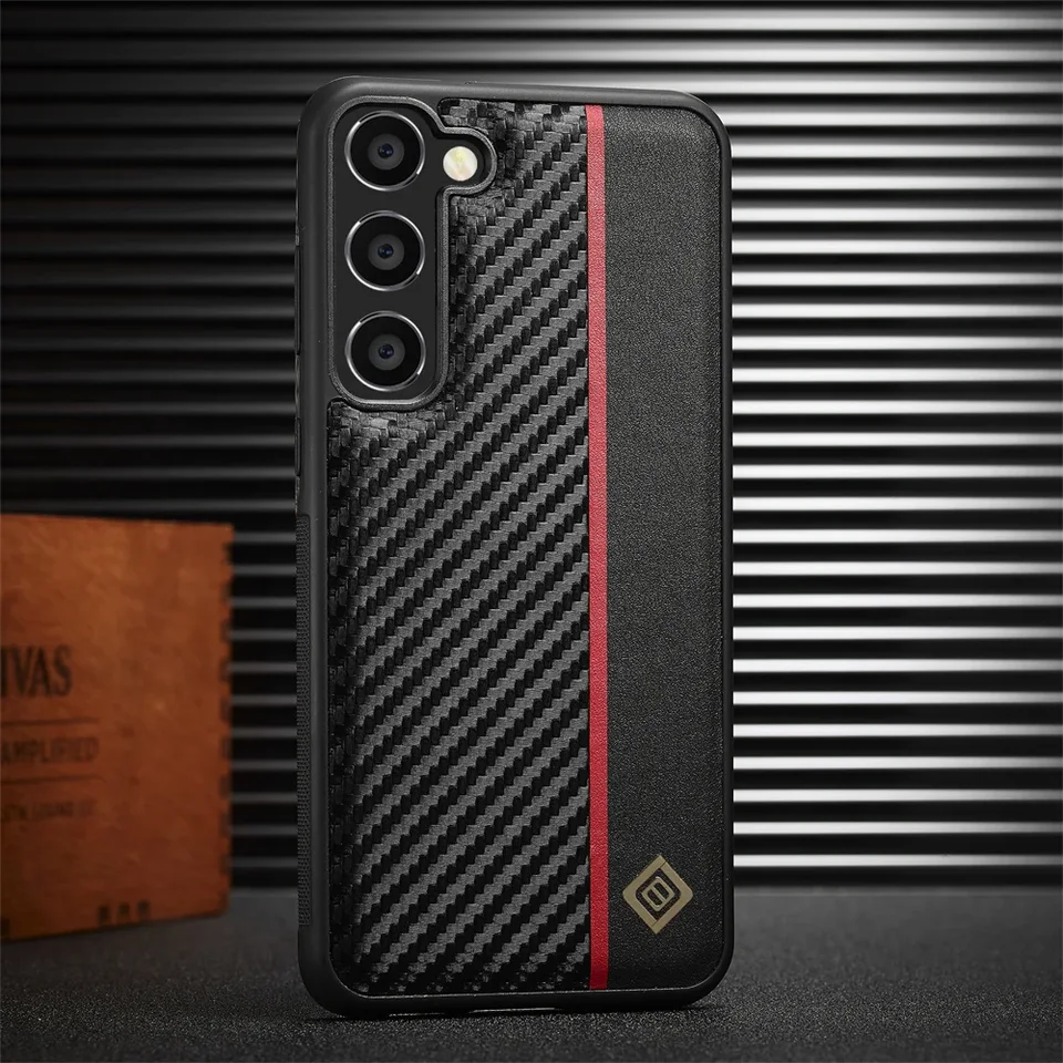 Kožené puzdro pre uhlíkové vlákno pre Samsung A55 A35 A15 A73 A54 A53 A34 A33 A32 A22 A14 A13 A12 5G A71 A70 A52 A52 A51 A50 A50 A52