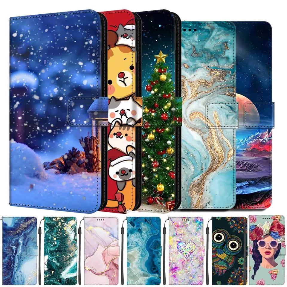 Kožené puzdrá na telefón pre telefón Samsung Galaxy Poznámka 9 vrecko na kartu Flip Cover Poznámka9 N960F N9600 Slots Bysing Držiak mramorový tiger
