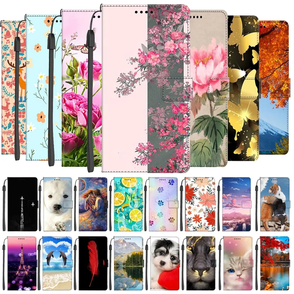 Kožené puzdrá pre OnePlus Nord CE 4 Lite 5G Luxusné karty Plesk Poplatok pre 1+ CE4 Lite Flip Book Case Cute Cat Cat Magnetické tašky