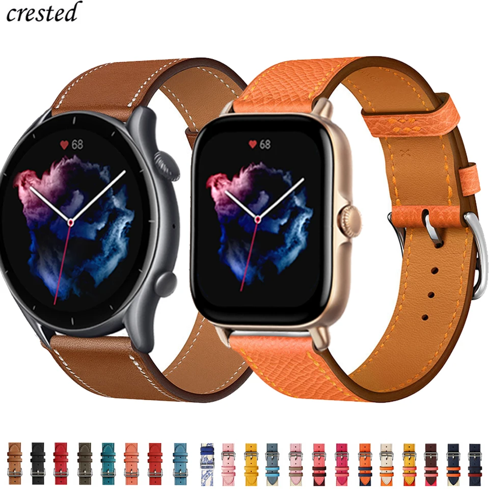 Kožené pásmo 20 mm/22 mm pre AmazFit GTS/2/2E/3/GTS2 MINI/GTR/3/Pro/GTR2/47 mm/42 mm/Stratos SMART Watch Amazfit BIP STRAP