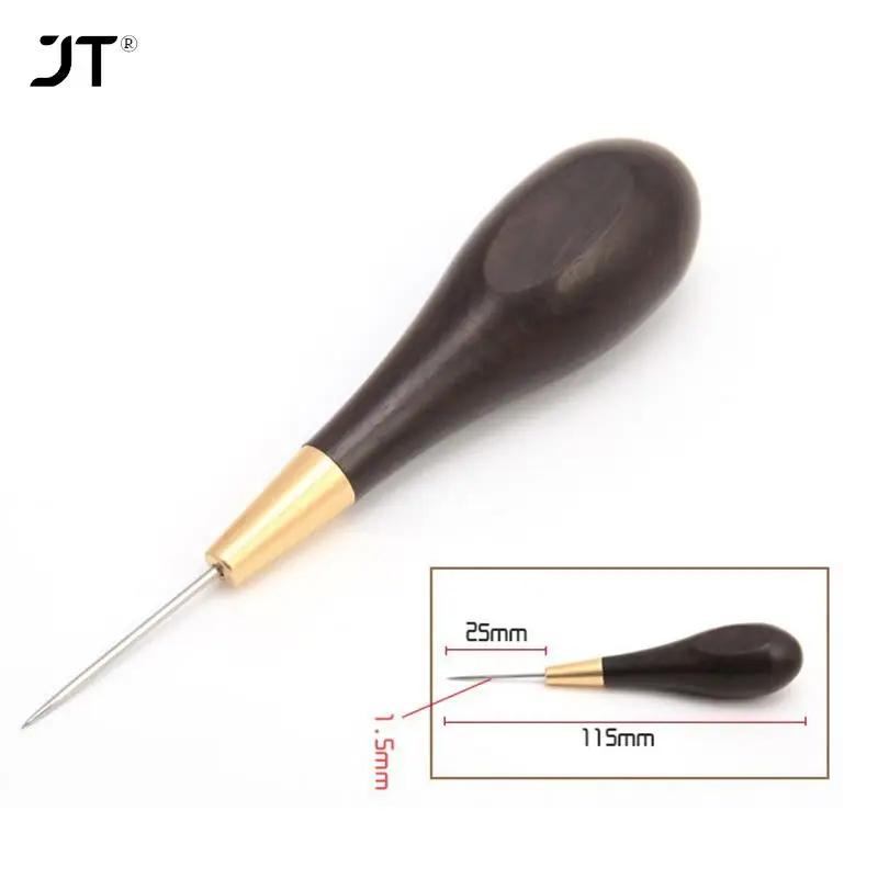 Kožené remeselné šitie Awl Diamond Tvar ebony Blackwood a mosadzné šitie Awl Punch Leather Craft Tool 1pcs