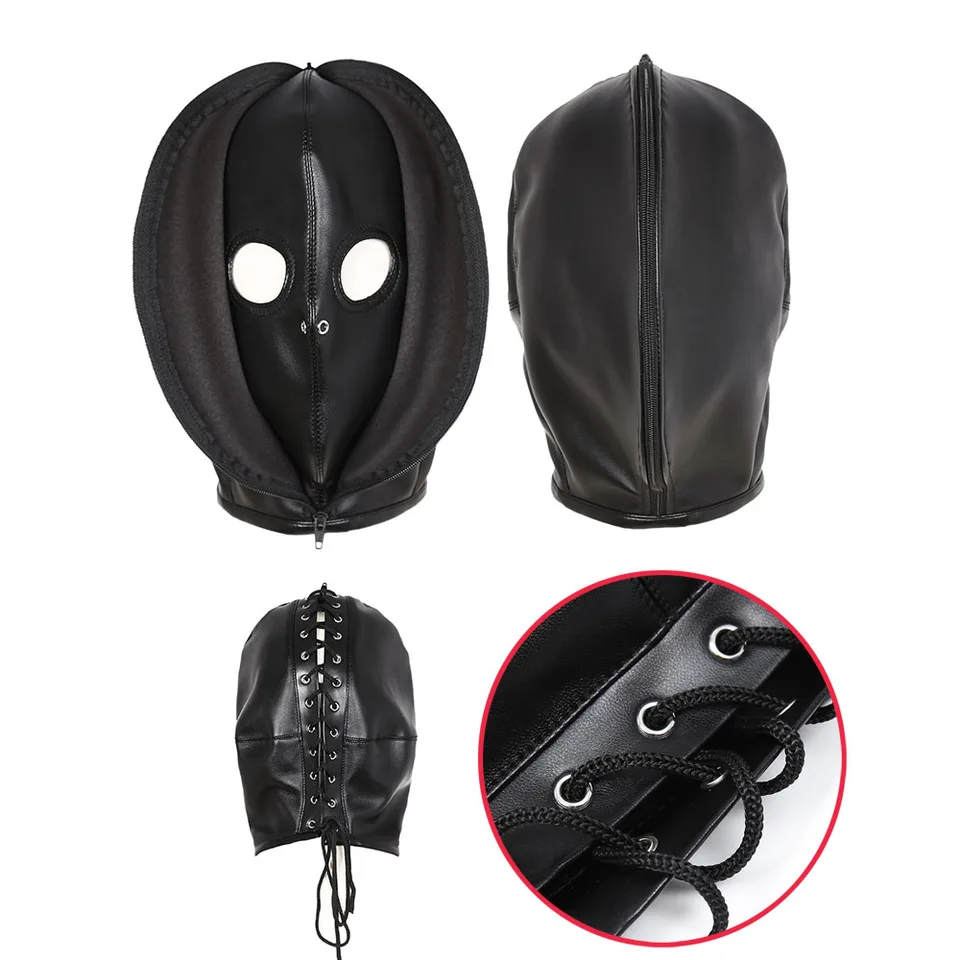Kožené ženy Slave Open Eye Maska fetiš fetiš šteniatko Bondage BDSM Sex Hray pre páry dospelé hry Fantasy cosplay set roleplay