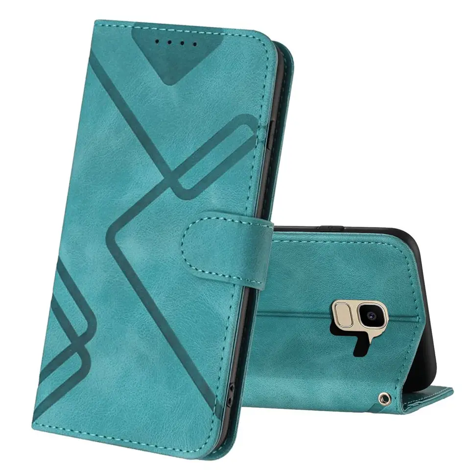 Kožený obal kože Galaxi A7 A8 A6 pre Samsung Galaxy J4 J6 Plus 2018 J3 2016 J5 J7 A3 A5 2017 Case Stripe Wele Pase Pase Pase Pase