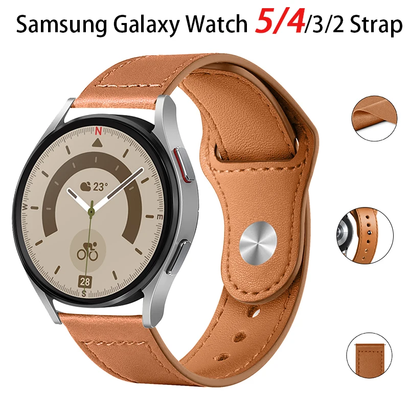 Kožený popruh pre Samsung Watch 6/4/5 40 44 mm 43 mm Pro 45mm náramok 20/22 mm pre Galaxy Watch 4 Classic/Active 2/3 42 46 mm