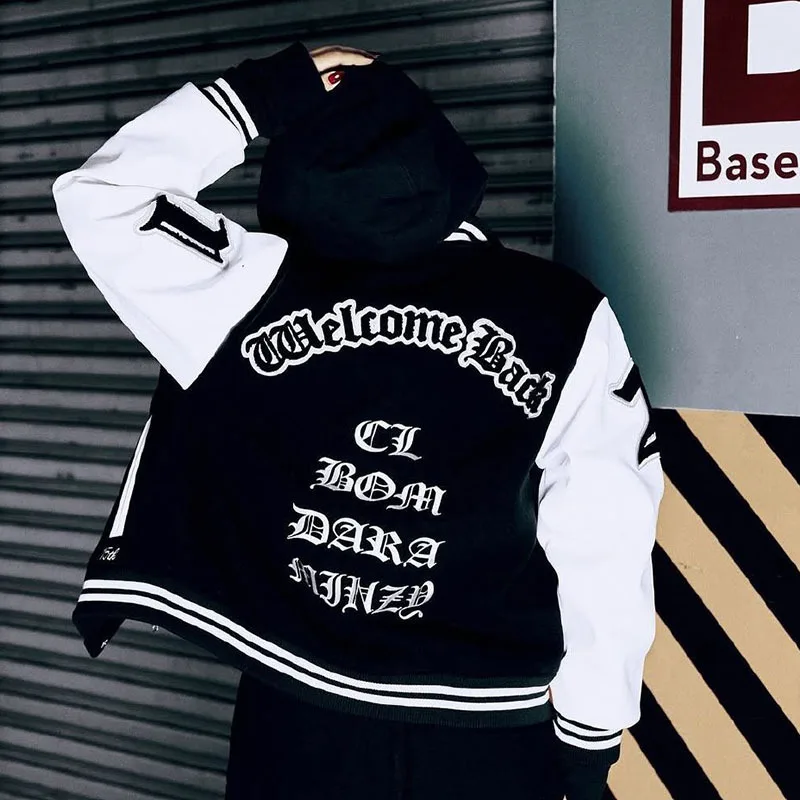 KPOP 2NE1 Vitajte back baseball bunda Ženy Men Bomber bunda park bom Sandary park Minzy Cl s dlhým rukávom baseball uniforma