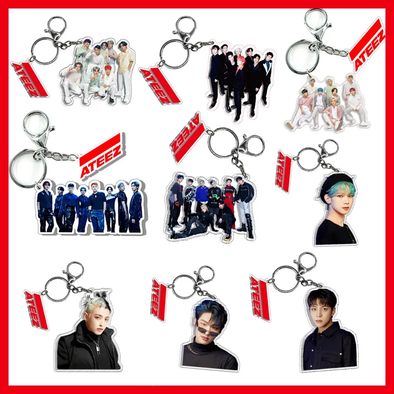 KPOP ATEEZ KEYCHAIN ​​Hongjoong Jongho akryl Keychain Študentská taška visí ornament