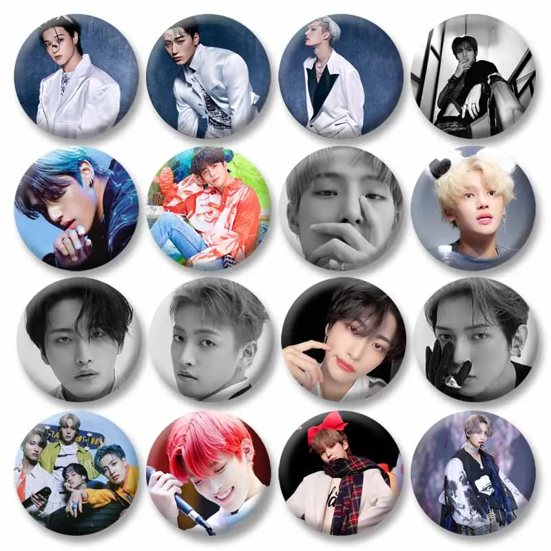 KPOP Ateez Round Brošor spevák odznak ručne vyrobený plechový plech so mäkké gombíky