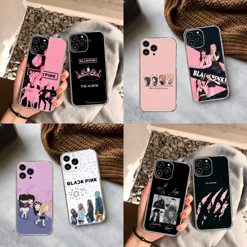 KPOP-BLACKPINKS PASE pre iPhone 16 15 14 13 12 Pro Mini 11 Max xr x xs 8 plus priehľadný silikón