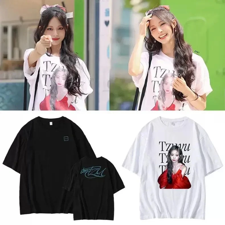 KPOP Dvakrát Tzuyu Abou Tzu Man/Women Harajuku Tričko okrúhly krk Krátke rukáv