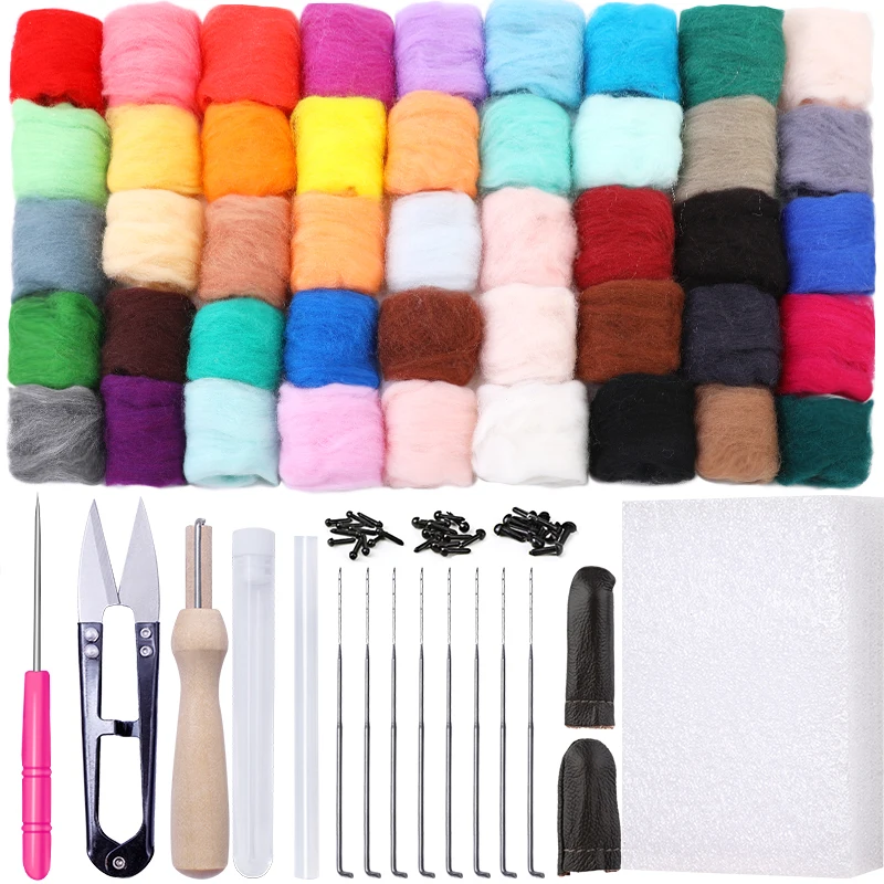 KRABALL 36 Colors Felting Wool Needlo Plnkovo ​​súprava vlny