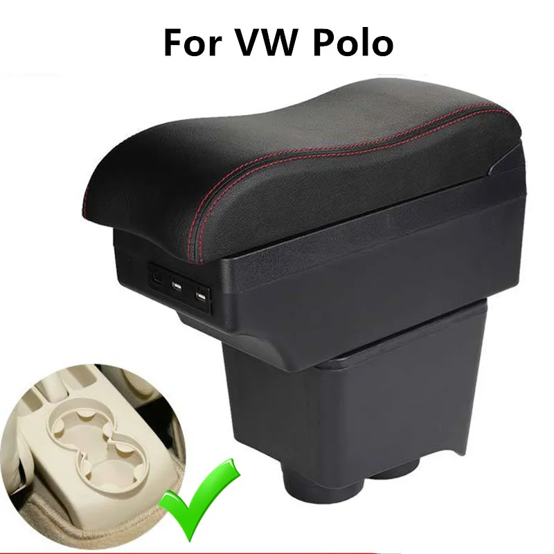 Krabica na lakťové lakťové opierky pre Volkswagen VW Polo MK4 2002 2004 2005 2006 2007 2008 2009 Polo Vivo 2010 Arm Rest Center Storage USB USB