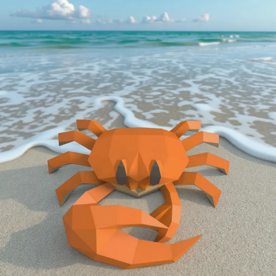 Krabie morské stereoskopické kreatívne kreatívne 3D origami papierové sochárstvo Desktopové príslušenstvo Podlahový papier Model ozdoby