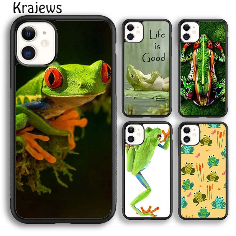 Krajews Blue Frog Tropical Rain Forest Puzdro pre iPhone 16 15 SE2020 14 6 7 8 Plus 11 12 13 Pro Max Plus Coque Fundas