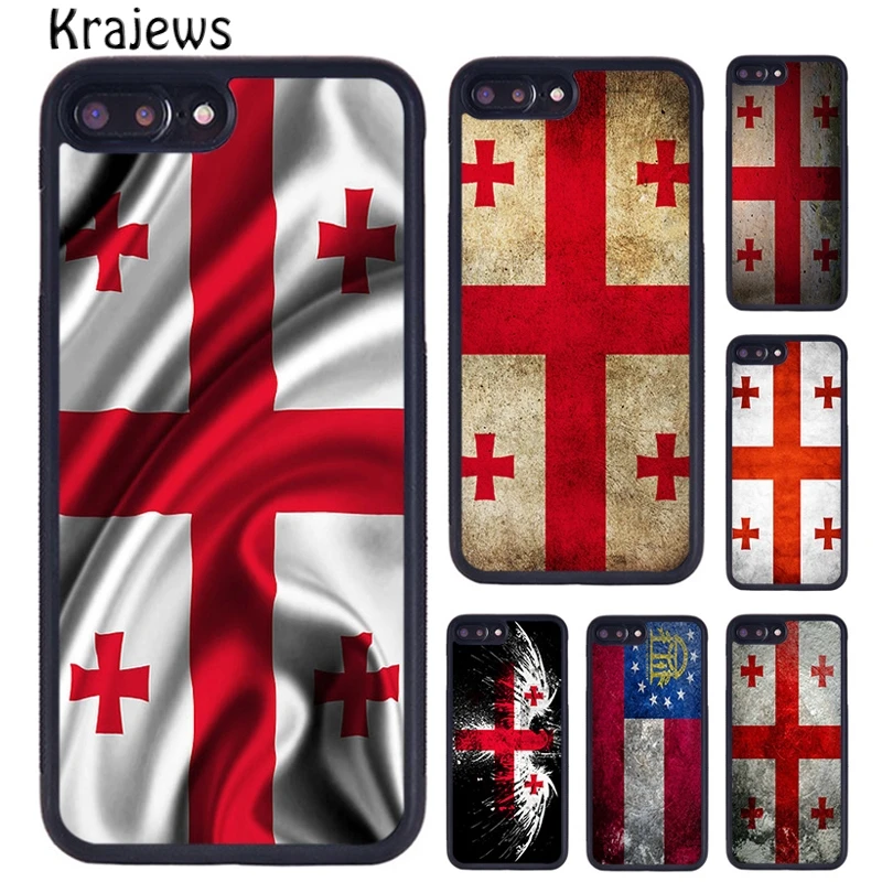 Krajews Georgia Grunge Flag Tafet Case pre iPhone 16 15 14 plus x xr xs 11 12 13 pro max coque