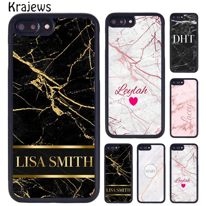 Krajews personalizovaný mramorový zlatý vlastný názov iniciály telefónu pre iPhone 16 15 14 plus 11 12 Mini 13 PRO xr xs max