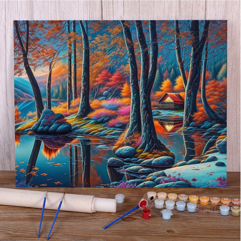 Krajina dom od rieky maľba podľa čísel 40x50