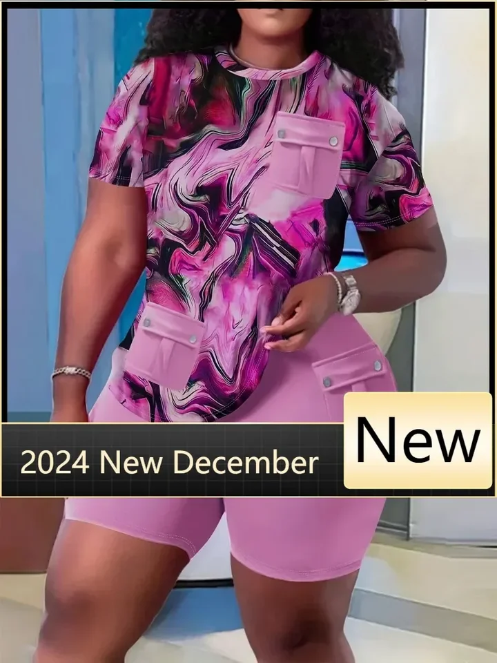 Kravata Dye Print Design Top & Shorts 2 kusové súpravy dámske oblečenie Summer 2025 New Y2K Half Pants Suit for Female Streetwear