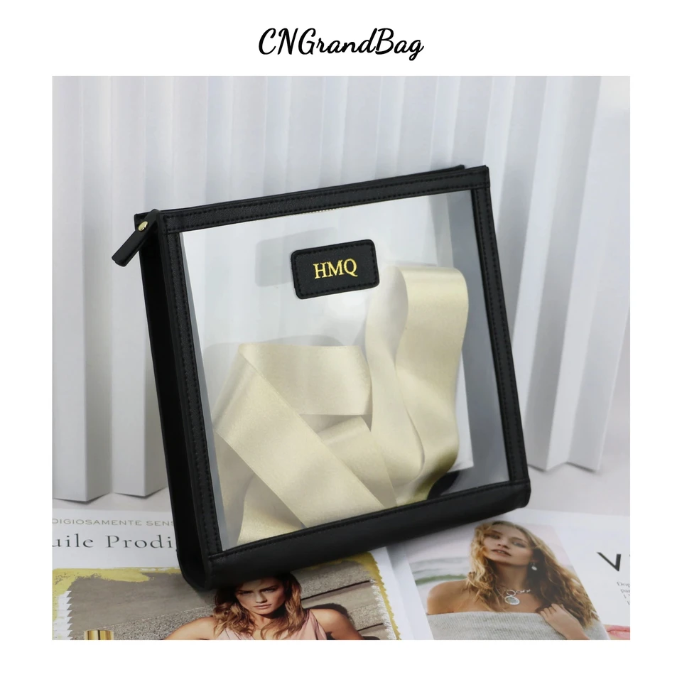 Kravská koža orezaná priehľadné PVC umývacie tašky cestovné organizátor Clear Makeup Bag Beauty Cosmetic Bag toaletná taška