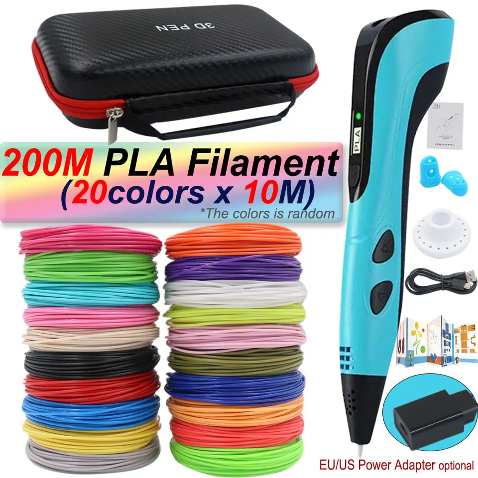Kreativita 3D tlačiareň 3D pero Set pre deti s napájacím adaptérom 30Colors PLA Filament Cestovné puzdro narodeniny vianočný darček
