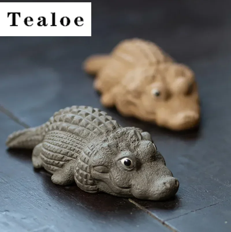 Kreativita Krokodílová socha ozdoby Yixing Purple Clay Tea Pet Socha Tea Figur remeslá