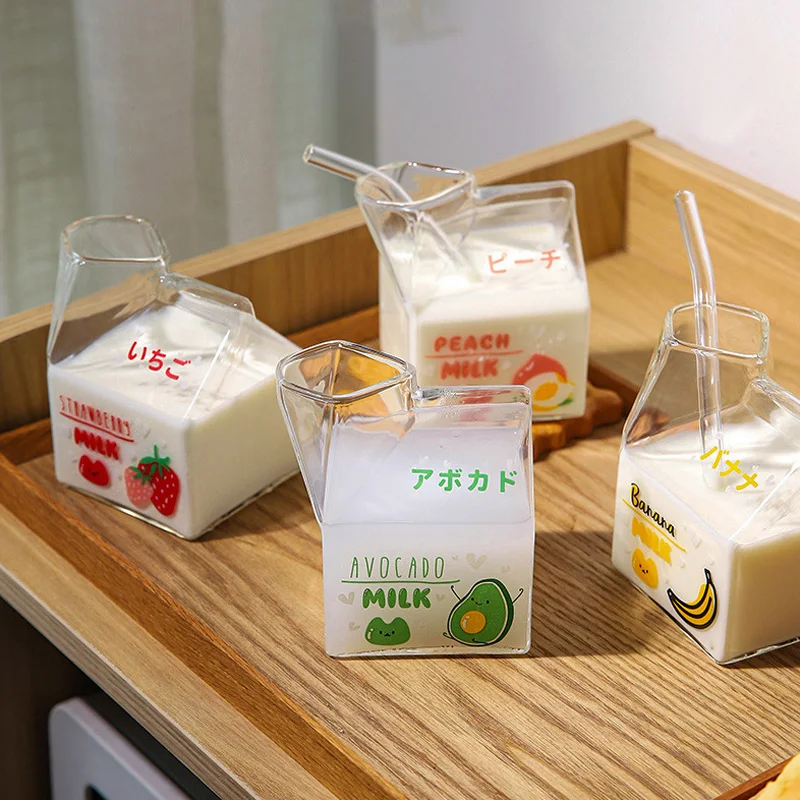 Kreativita mliečna skriňa pohár 350 ml kawaii fľaša na fľašu Mikrovlnné rúry môže zahrievať japonský jednoduchý karikatúra šálky dievčat narodeninový darček