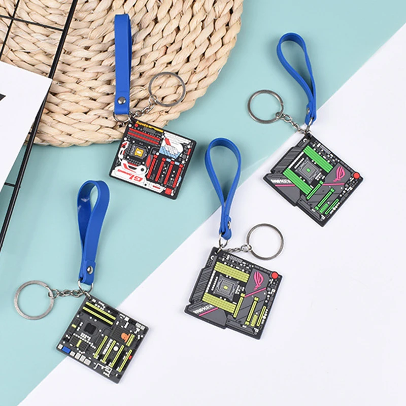Kreatívna doska na dosku základnej dosky Keychain roztomilý silikónový karikatúra Keyrings počítačový podnik
