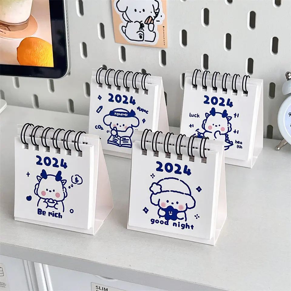 Kreatívna karikatúra Desktop Mini Kalendár Študent harmonogram Self Disciplinted Clock v kalendárovej knihe Nová jednoduchá stolová dekorácia 2024