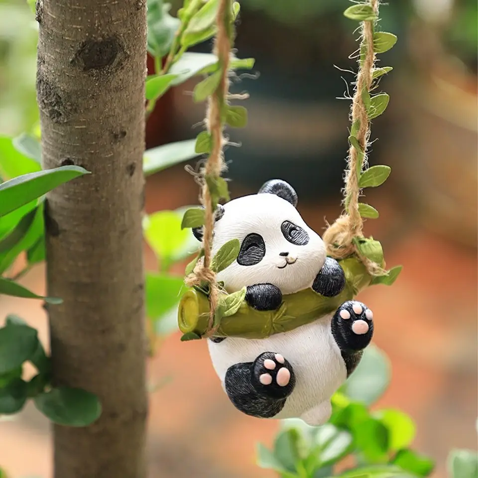Kreatívna karikatúra záhradná kvetina kvetináč prívesok Panda Courtyard Tree lezenie prívesok Balkón Outdoor Decotion