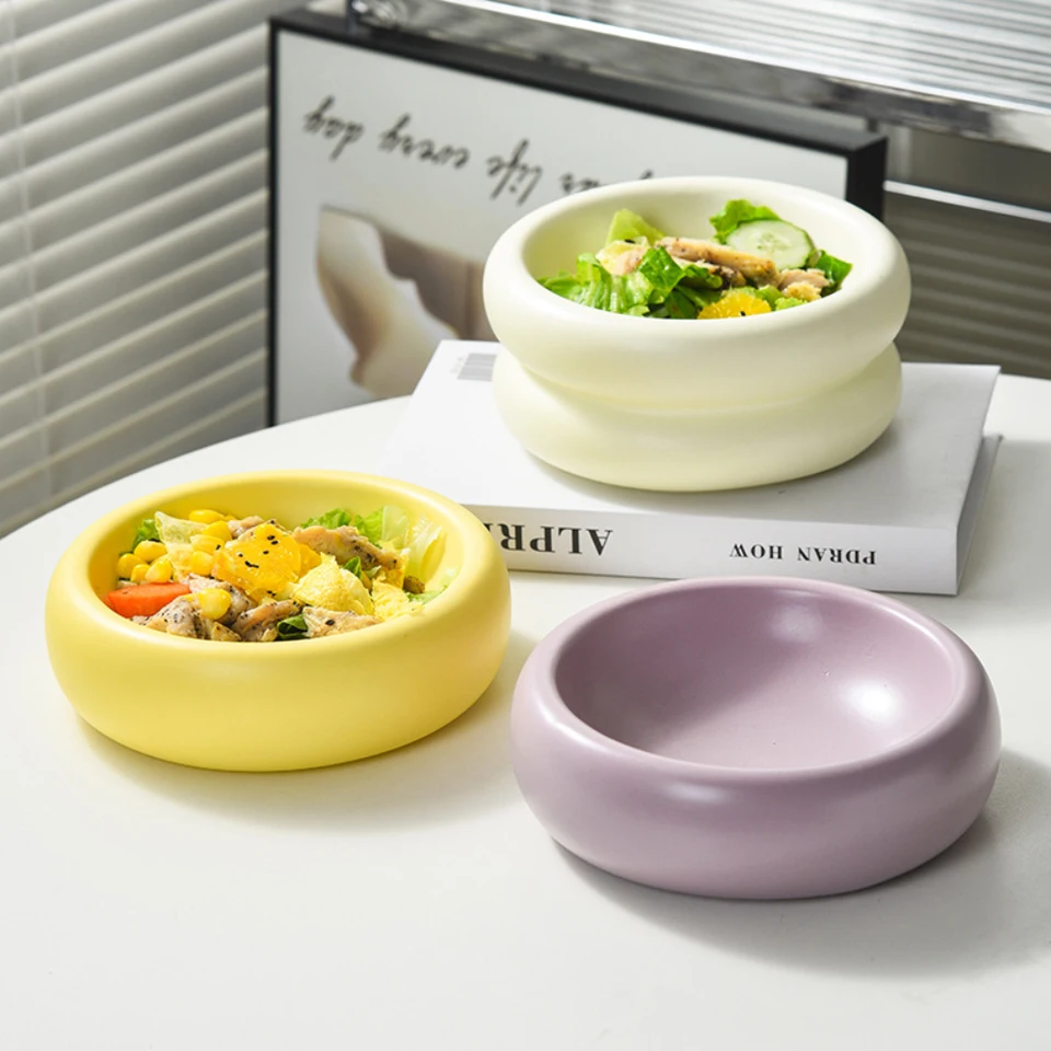 Kreatívna keramická misa Korean štýl ins Solid Color Round Porceláin Domácne večeru