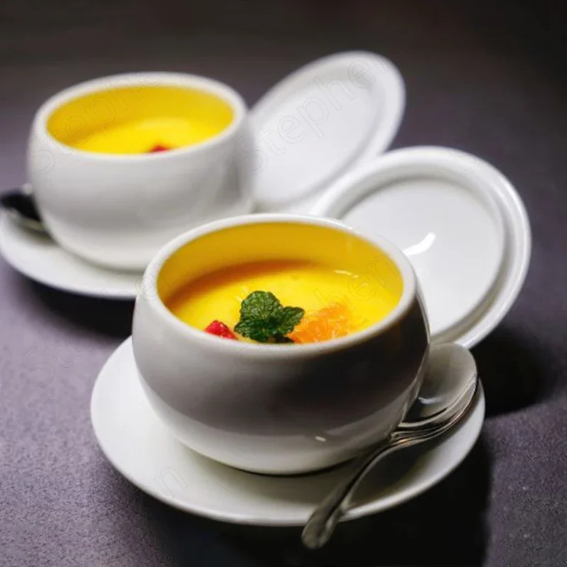 Kreatívna matná biela keramická misa s vekom Modern Restaurant Hotel Dezert Bird's Nest Shark Fin Dim Sum Paring Bowl Slaveware