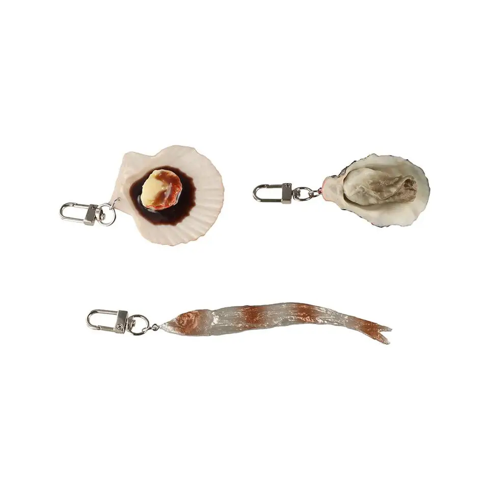Kreatívna simulácia potravín Kľúčový reťazec záujem roztomilý ustríc Scallop Model Key Ring Fashion Clam Scallop Model prívesok