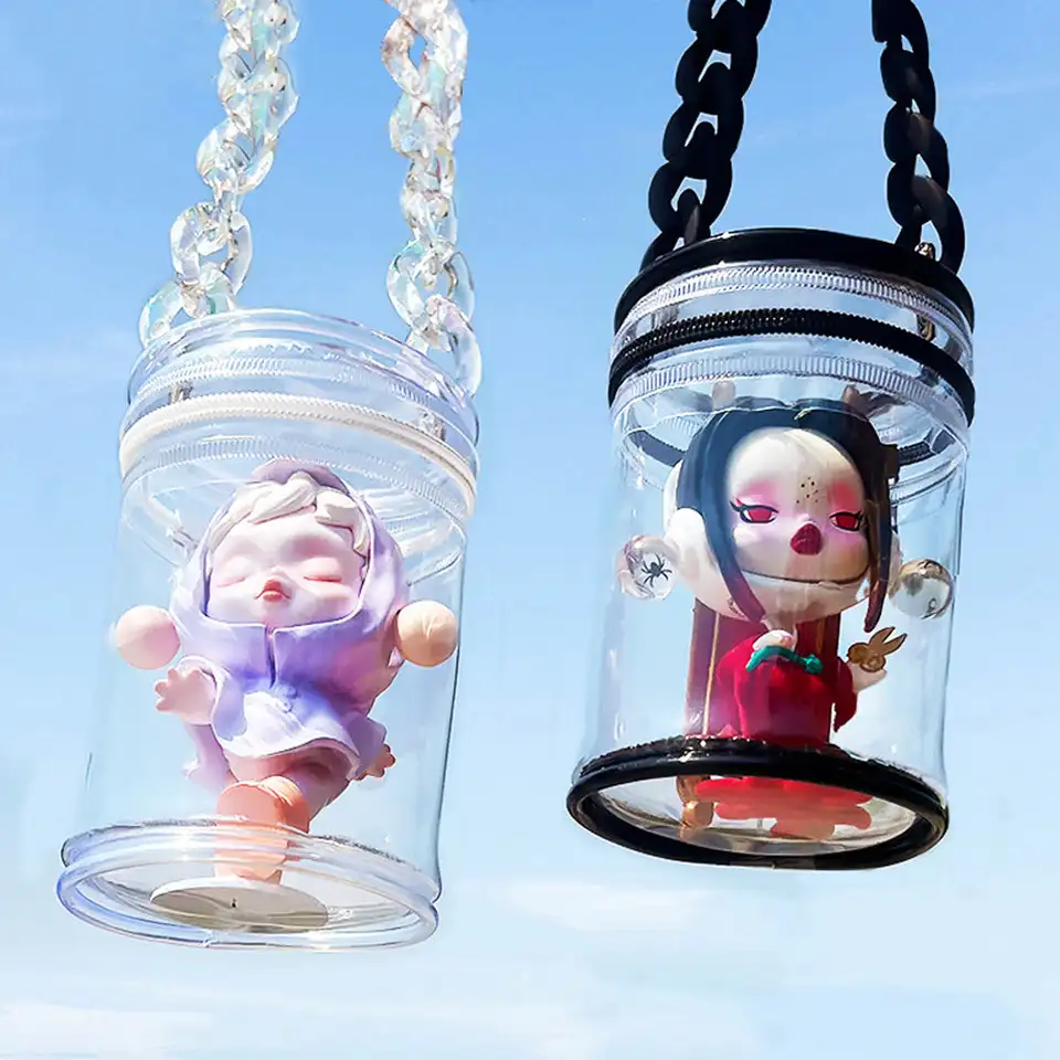 Kreatívna zahustená priehľadná taška pre bábiky Storage Bag Tajomy Ochrana Puzdra Puzdrové skrinky pre hračky pre bábiky zipsové vrecko na zips